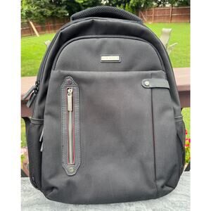 Eco Style Zippered Backpack Bag, Black & Red Accents, Thick Padding & Straps
